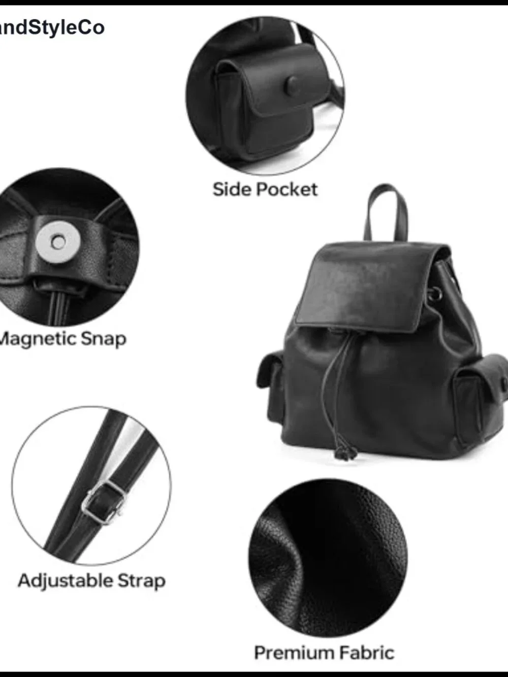 Vegan Leather Mini Backpack Purse for Women - 2-Way Carry, Antique Silver
